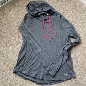 Under Armour grey cotton hoodie with pink accent